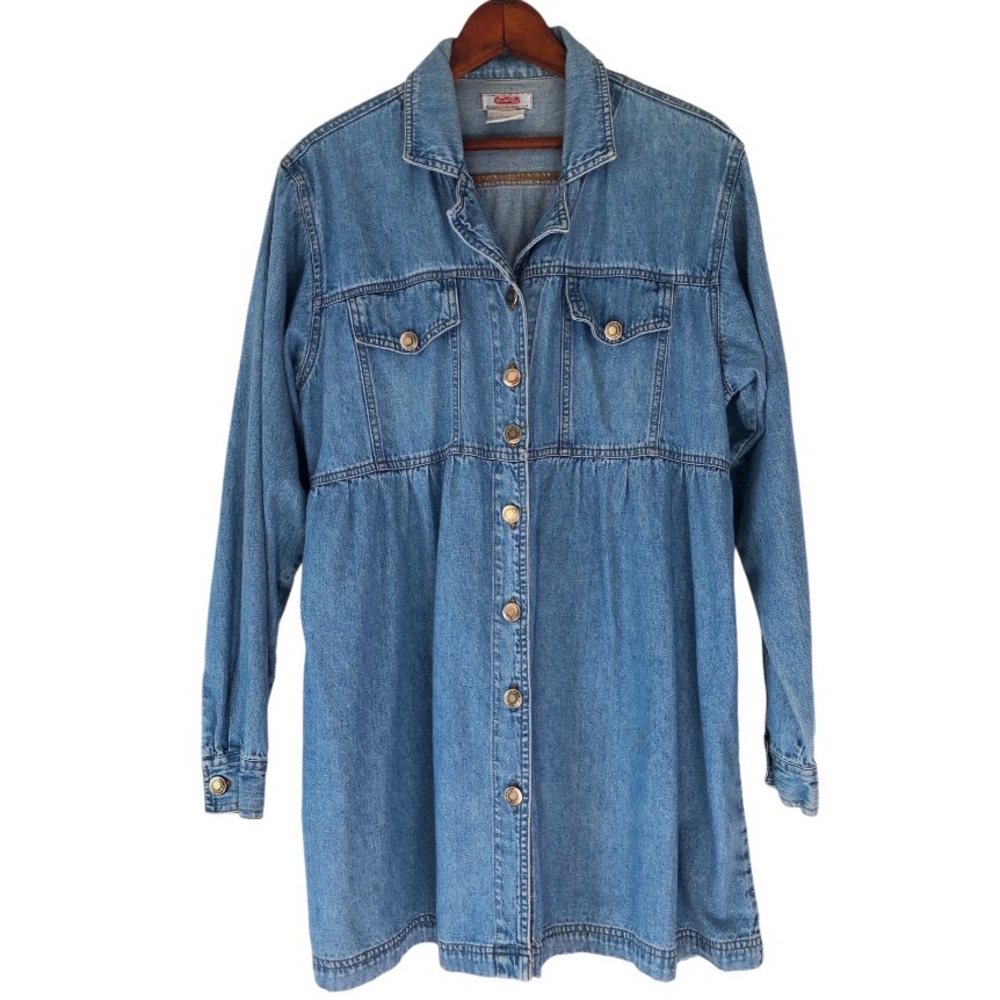 Long sleeve denim babydoll dress size L